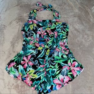 Swim romper tropical floral print size 10